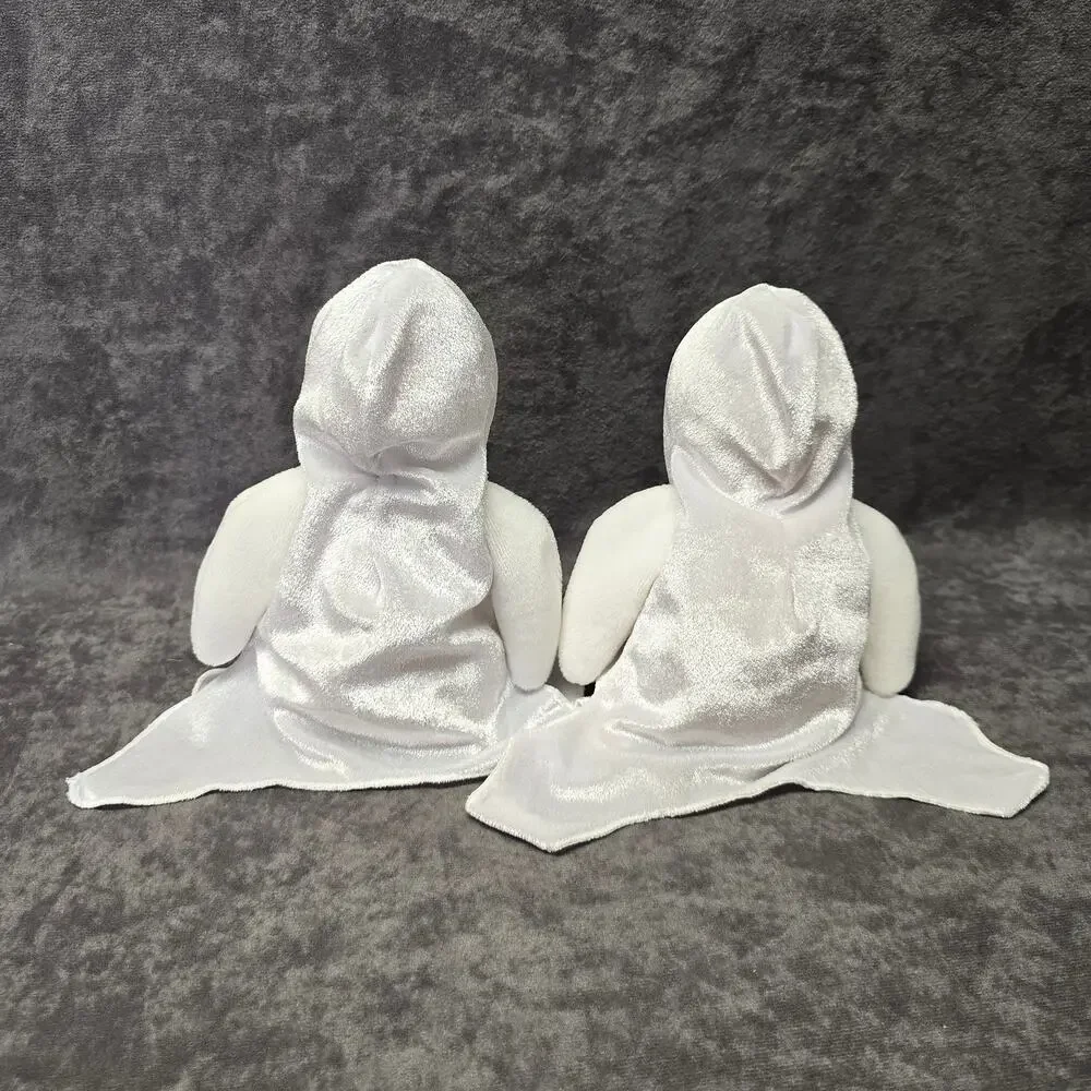 TY Beanie Babies Collection Sheets Hooded Ghost Halloween Pair Beanbag Plush